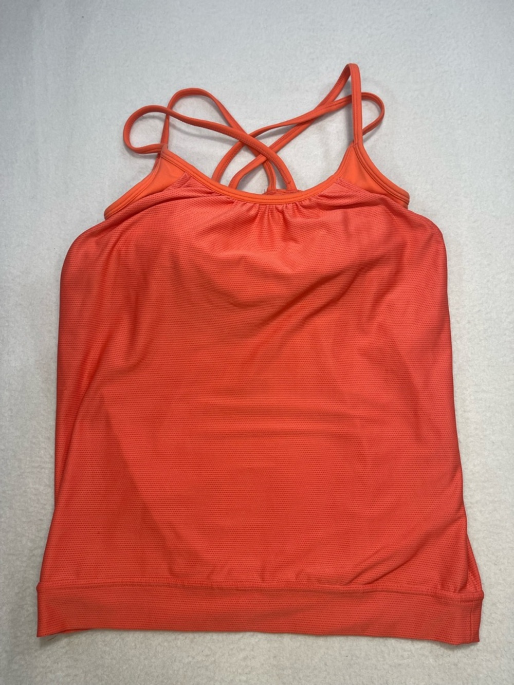 Athleta Orange Strappy Tank Top XS Built-In Bra Athletic Top Active Camisole